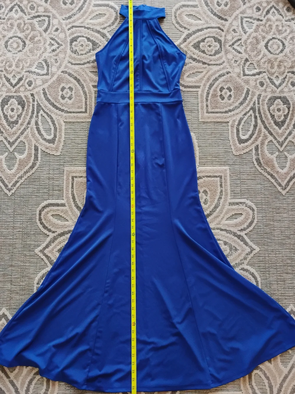 Amazon Royal Blue Halter Maxi Gown - Picture 1 of 5